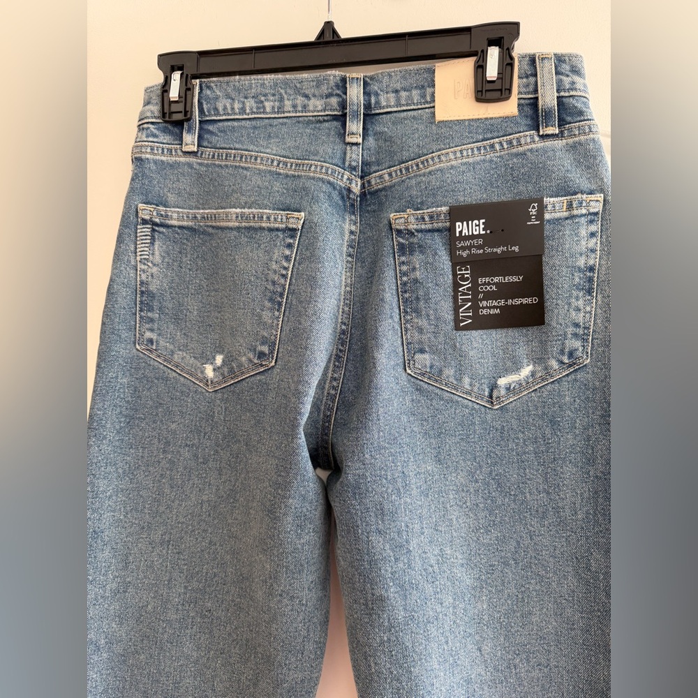 NWT. PAIGE SAWYER High Rise Straight Leg LightBlue Women's Jeans - Picture 5 of 12